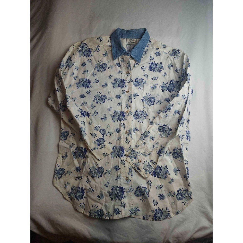 Vintage Laura Katherine Top Womens 20W Plus Floral Preppy Cottagecore Feminine